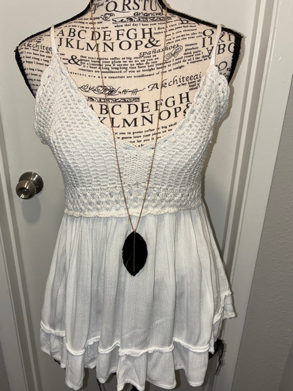 Crochet-bodice Peplum Hem Camisole Tank Top by Indulge In Fashion
